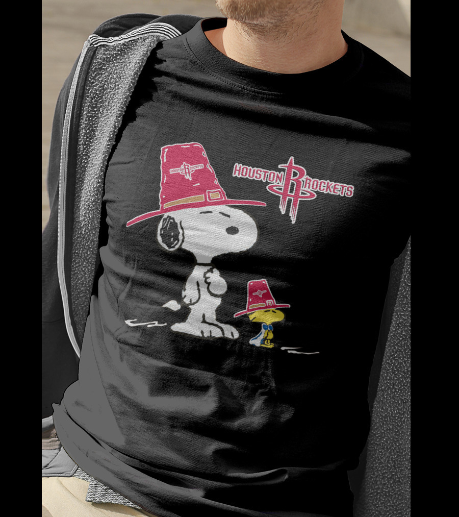 Houston Rockets Snoopy Woodstock Cowboy Hat T-Shirt