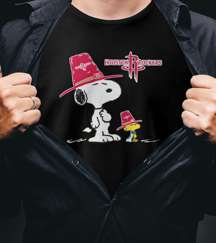 Houston Rockets Snoopy Woodstock Cowboy Hat T-Shirt