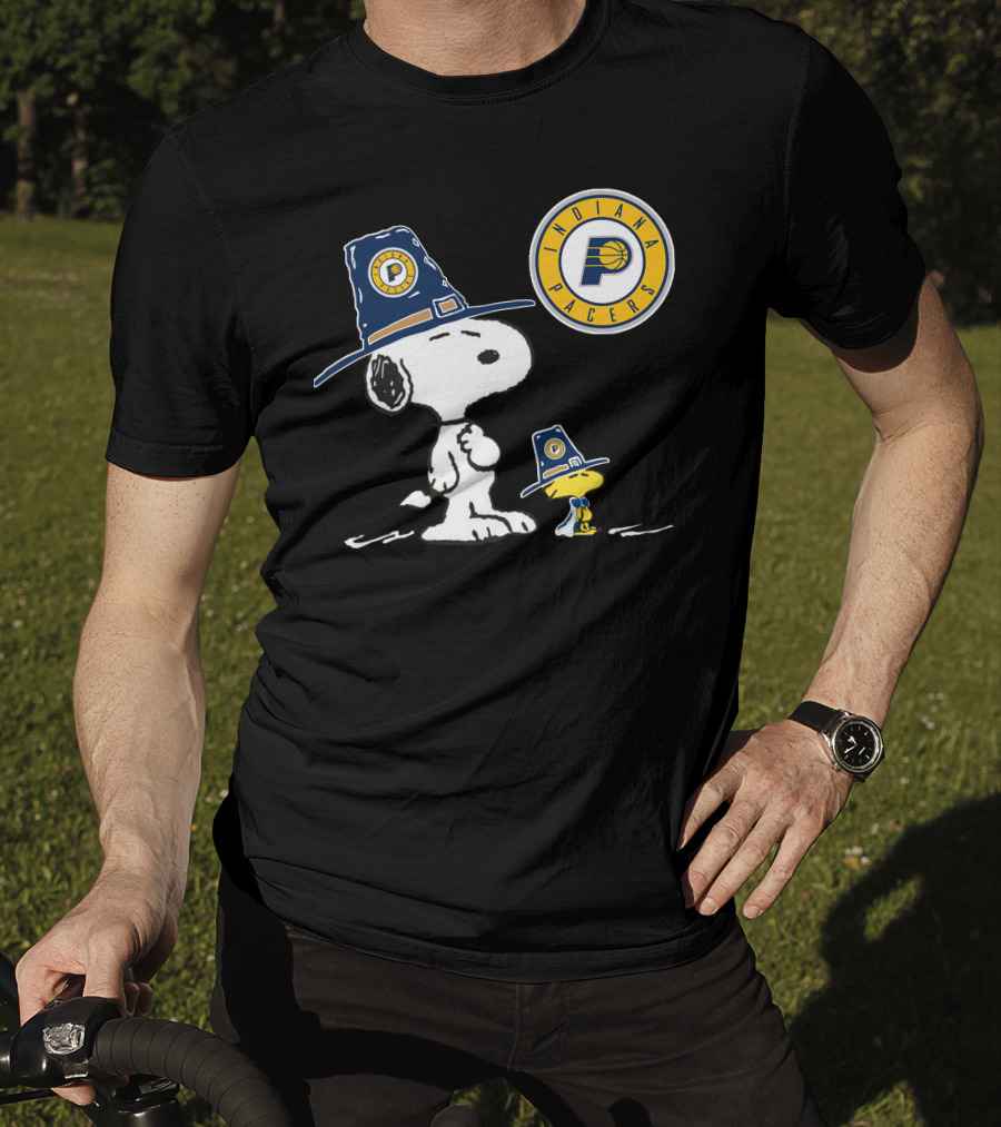Indiana Pacers Snoopy And Woodstock In Team Hats T-Shirt