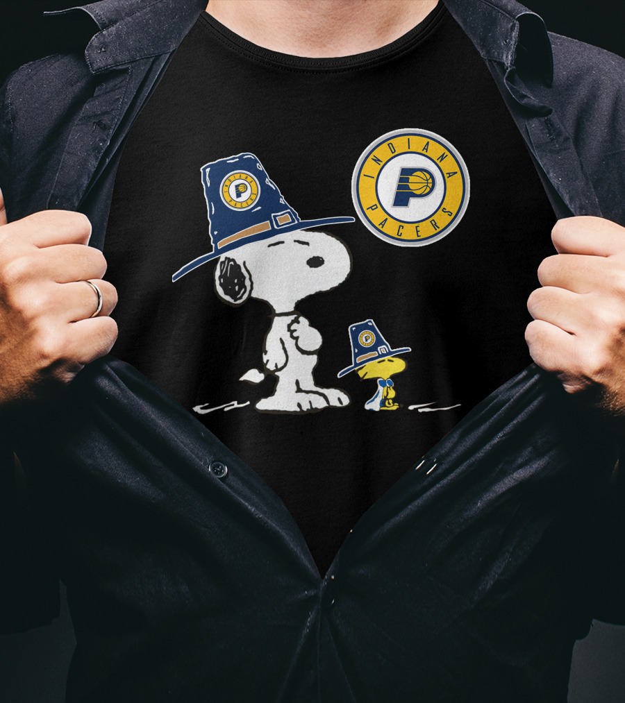 Indiana Pacers Snoopy And Woodstock In Team Hats T-Shirt