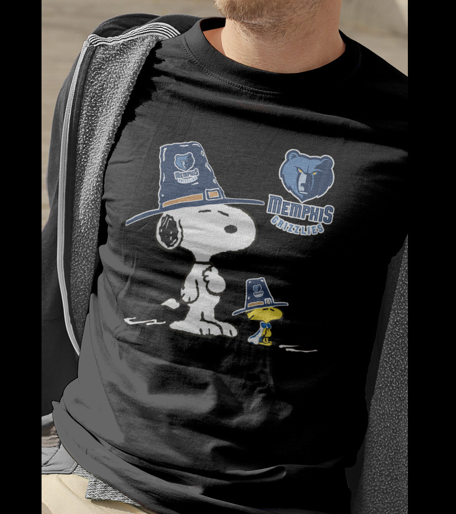 Memphis Grizzlies Snoopy And Woodstock Pilgrim Hats T-Shirt