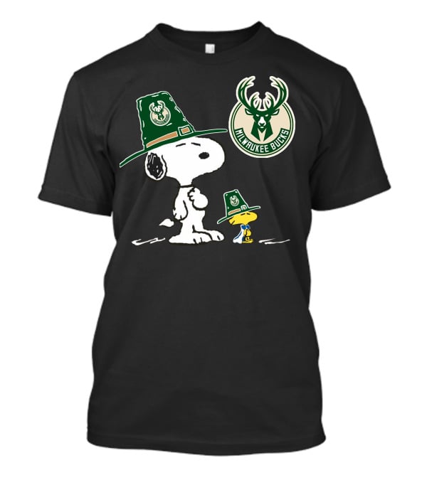 Milwaukee Bucks Snoopy Woodstock Pilgrim Hats T-Shirt