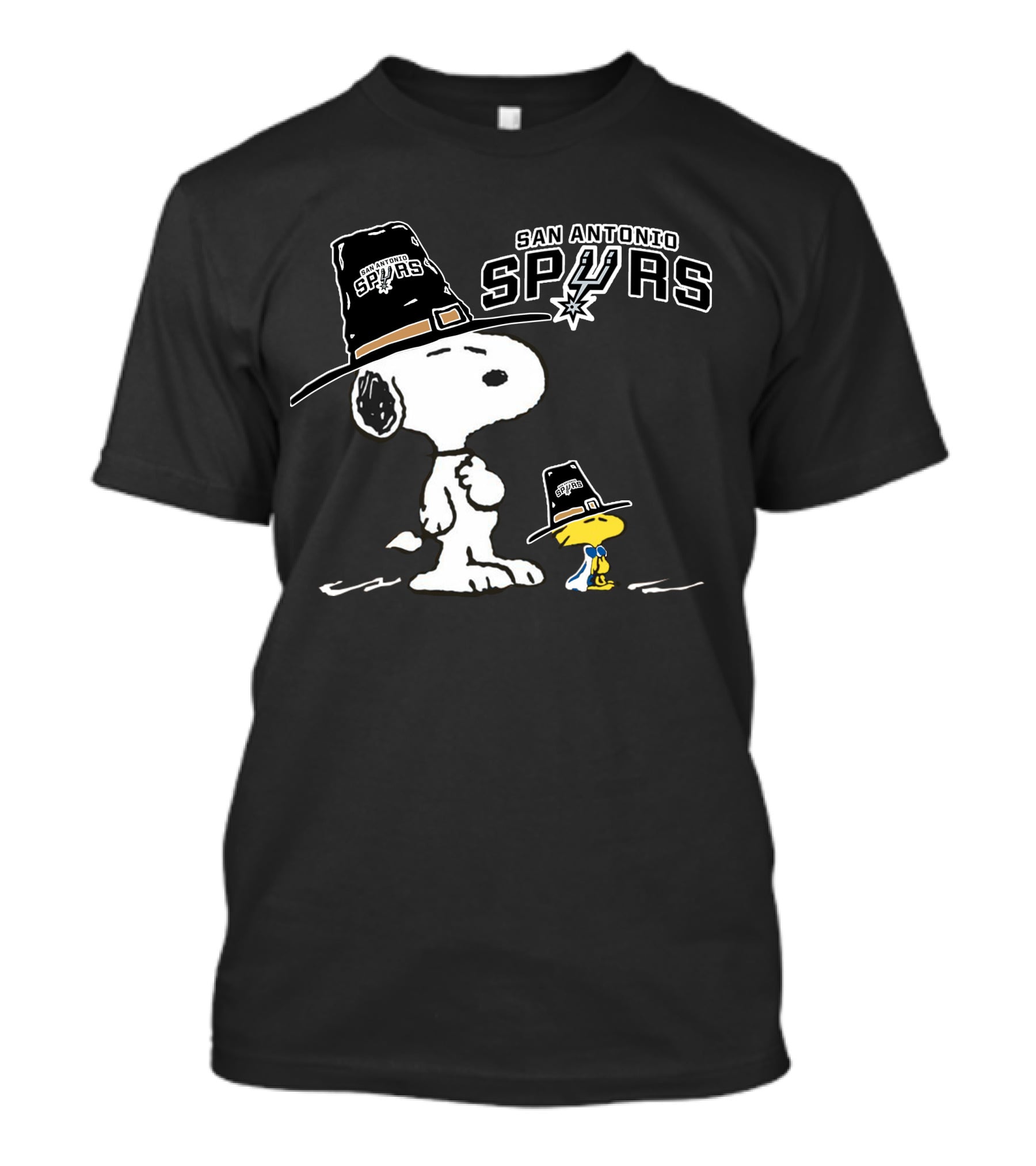 San Antonio Spurs Snoopy Woodstock Pilgrim Hats T-Shirt