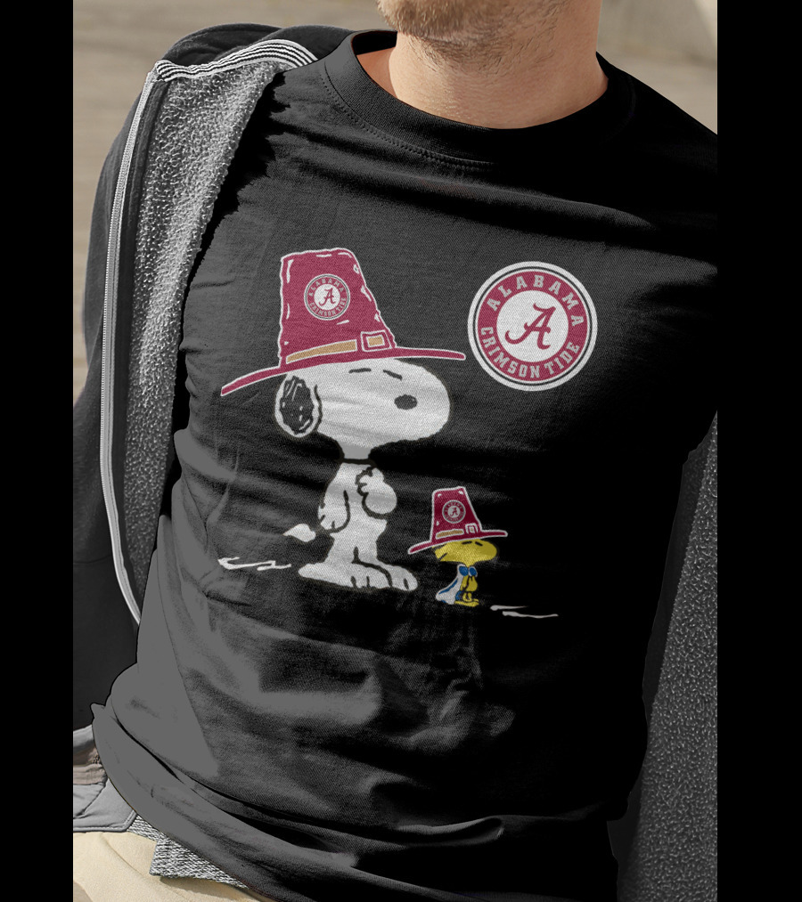 Alabama Crimson Tide Snoopy And Woodstock With Big Al Hats T-Shirt