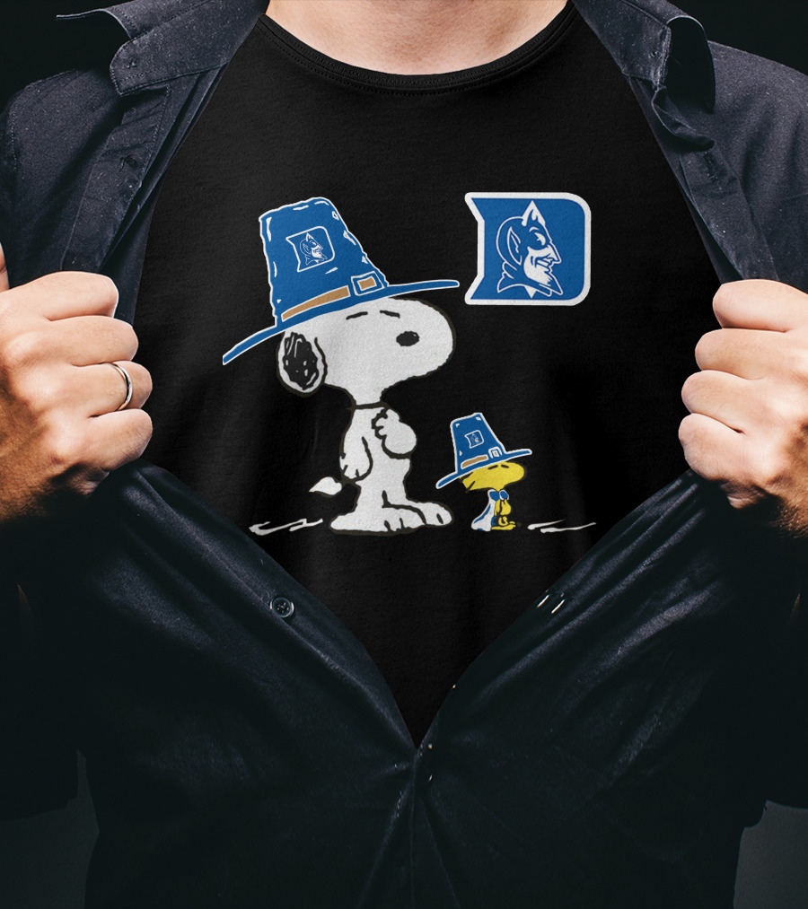Duke Blue Devils Snoopy And Woodstock Pilgrim Hats T-Shirt