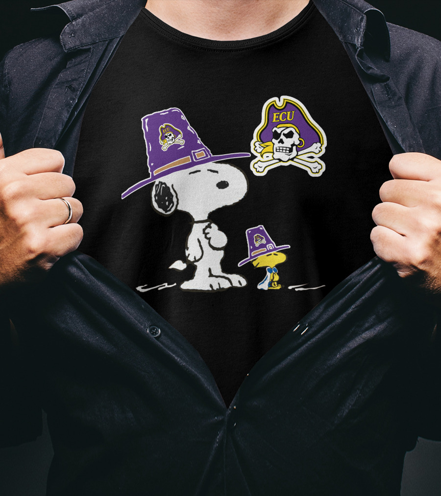 East Carolina Pirates Snoopy ECU Skull T-Shirt