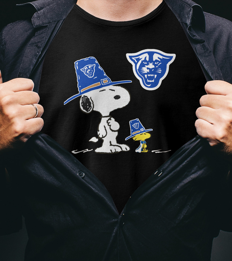Georgia State Panthers Snoopy Woodstock Thanksgiving Pilgrim Hats T-Shirt