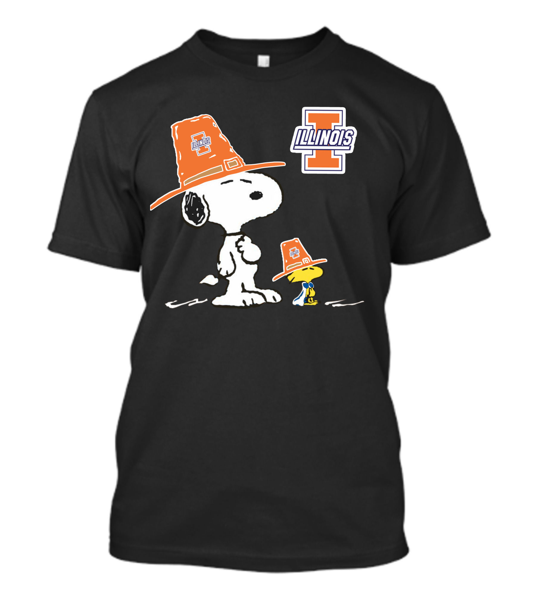 Illinois Fighting Illini Snoopy Woodstock Pilgrim Hats T-Shirt