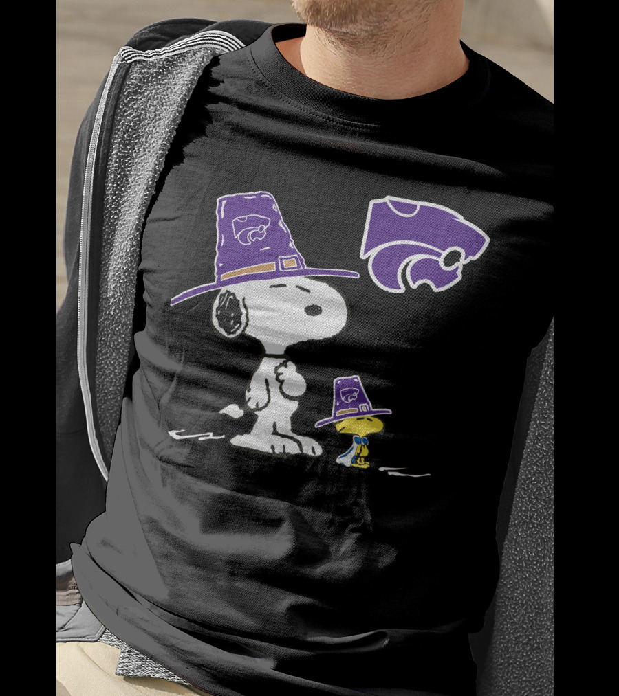Kansas State Wildcats Snoopy And Woodstock Pilgrim Hats T-Shirt