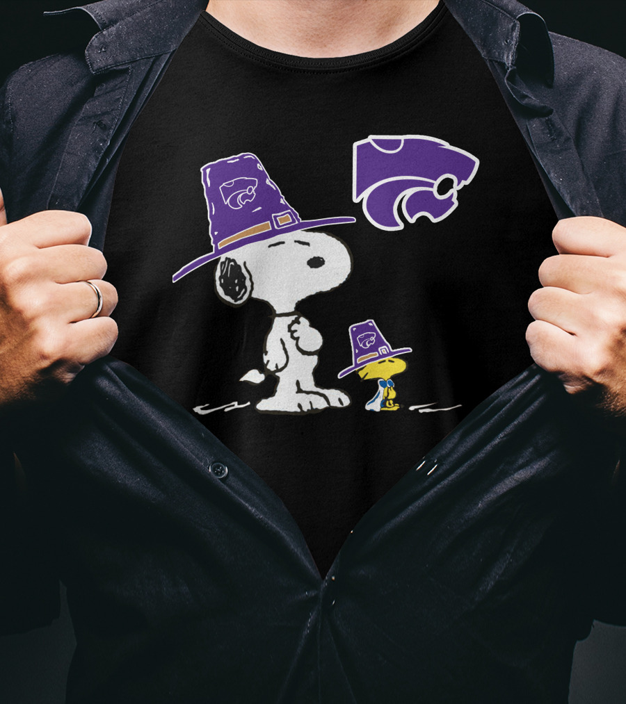 Kansas State Wildcats Snoopy And Woodstock Pilgrim Hats T-Shirt