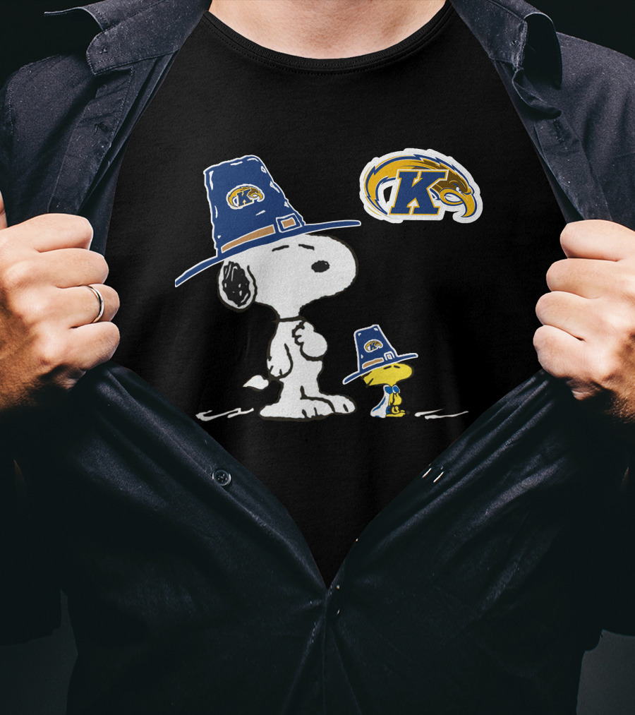 Kent State Golden Flashes Snoopy And Woodstock Pilgrim Hats T-Shirt