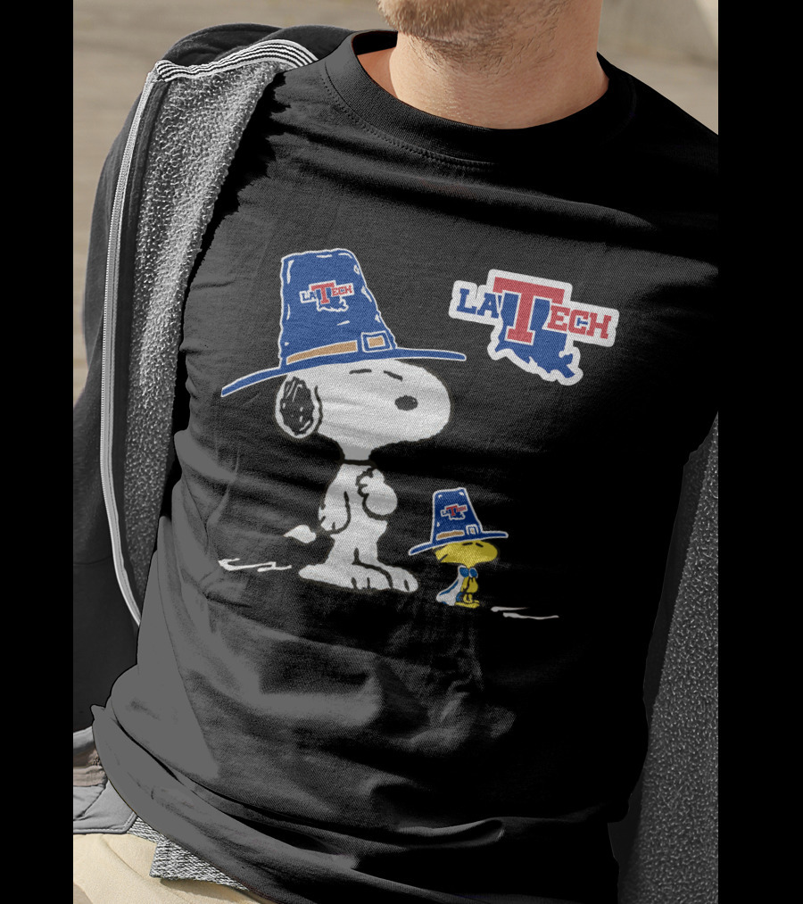 LA Tech Snoopy And Woodstock With Hats T-Shirt
