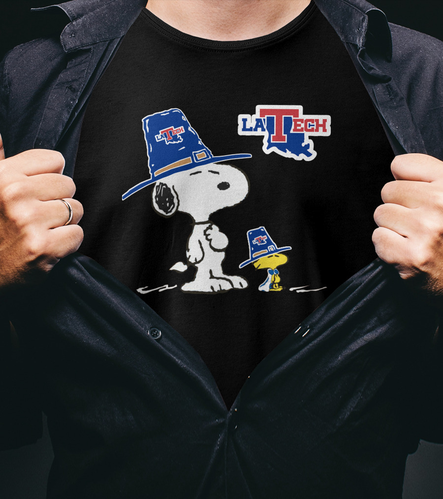 LA Tech Snoopy And Woodstock With Hats T-Shirt