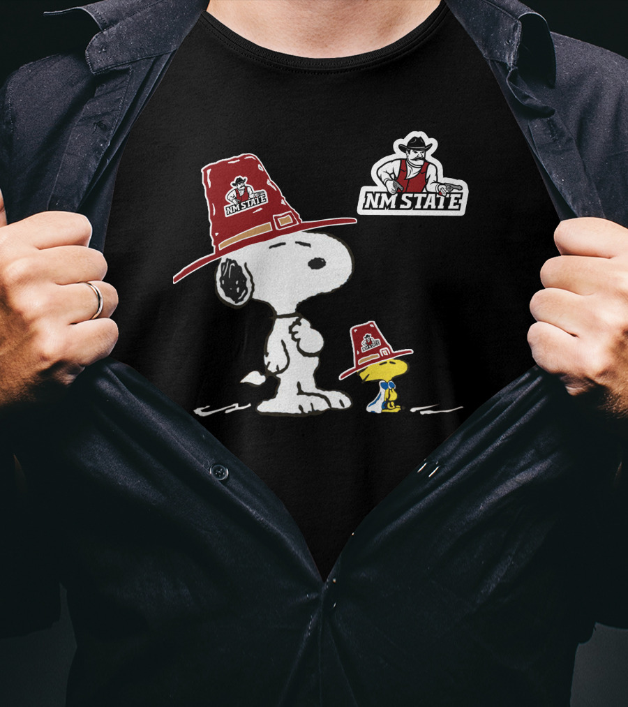 NM State Aggies Snoopy And Woodstock With NM State T-Shirt