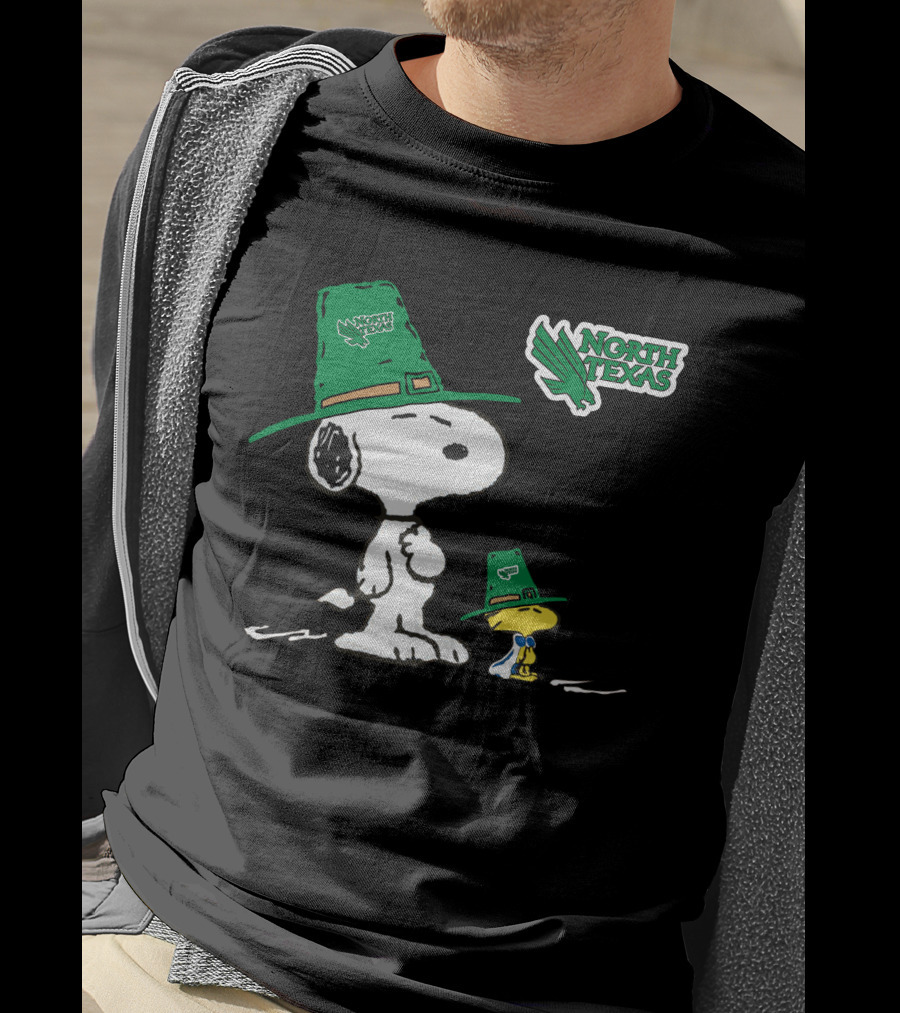 North Texas Mean Green Peanuts Snoopy And Woodstock In Irish Hats T-Shirt