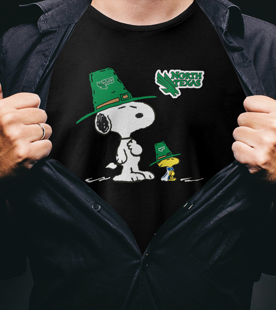 North Texas Mean Green Peanuts Snoopy And Woodstock In Irish Hats T-Shirt