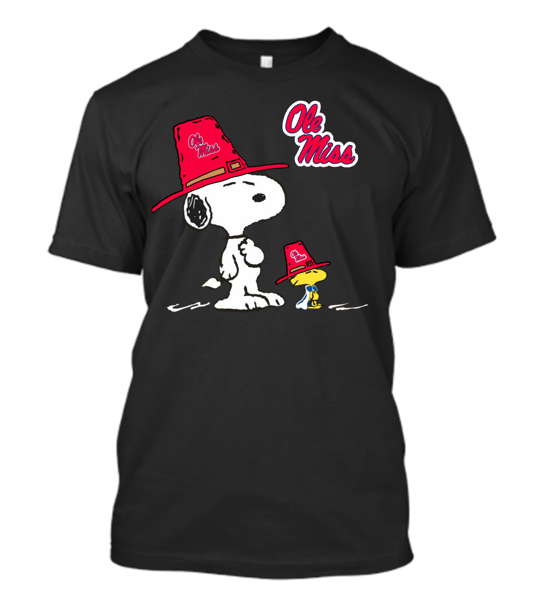 Ole Miss Snoopy And Woodstock In Rebel Hats T-Shirt