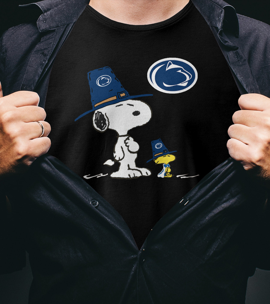 Penn State Nittany Lions Snoopy And Woodstock Pilgrim Hats Peanuts Football T-Shirt