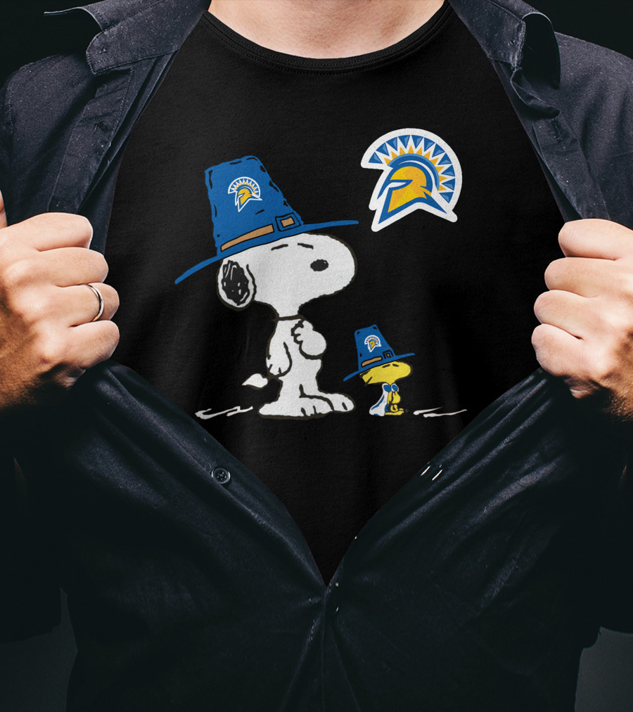 San Jose State Spartans Snoopy Woodstock Pilgrim Hat T-Shirt