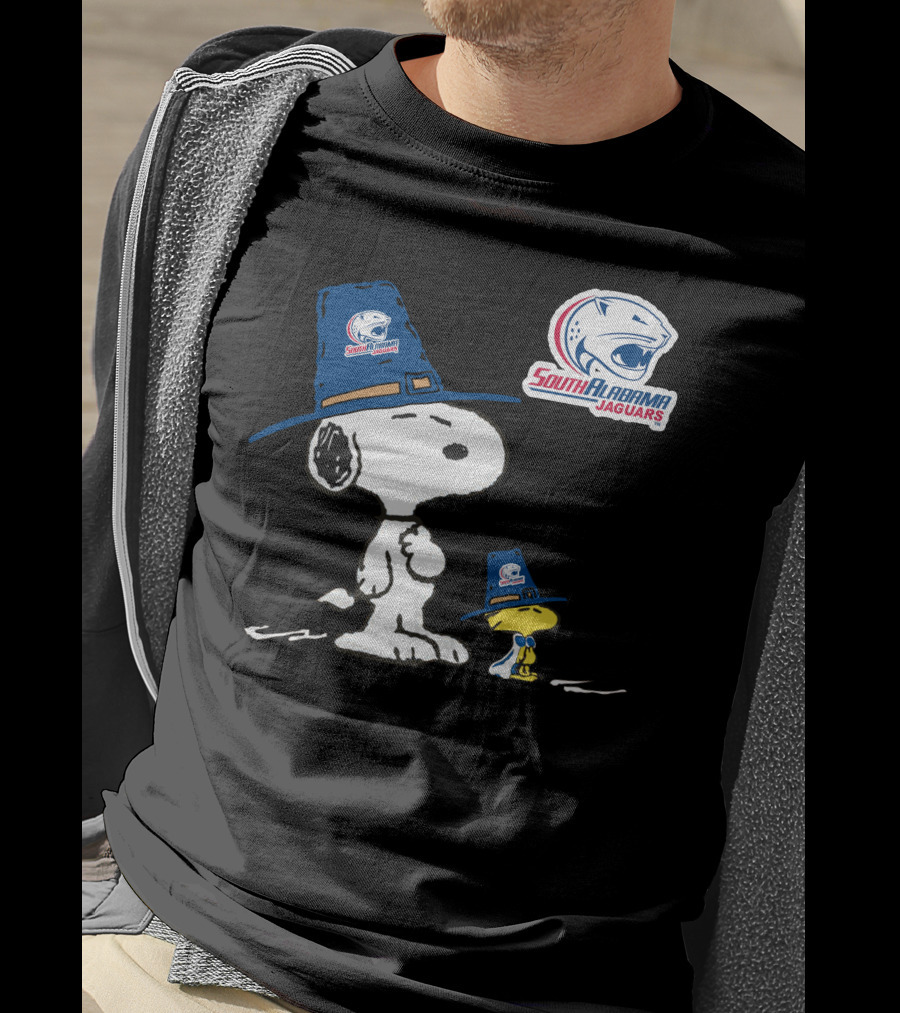 South Alabama Jaguars Snoopy And Woodstock Thanksgiving Hats T-Shirt