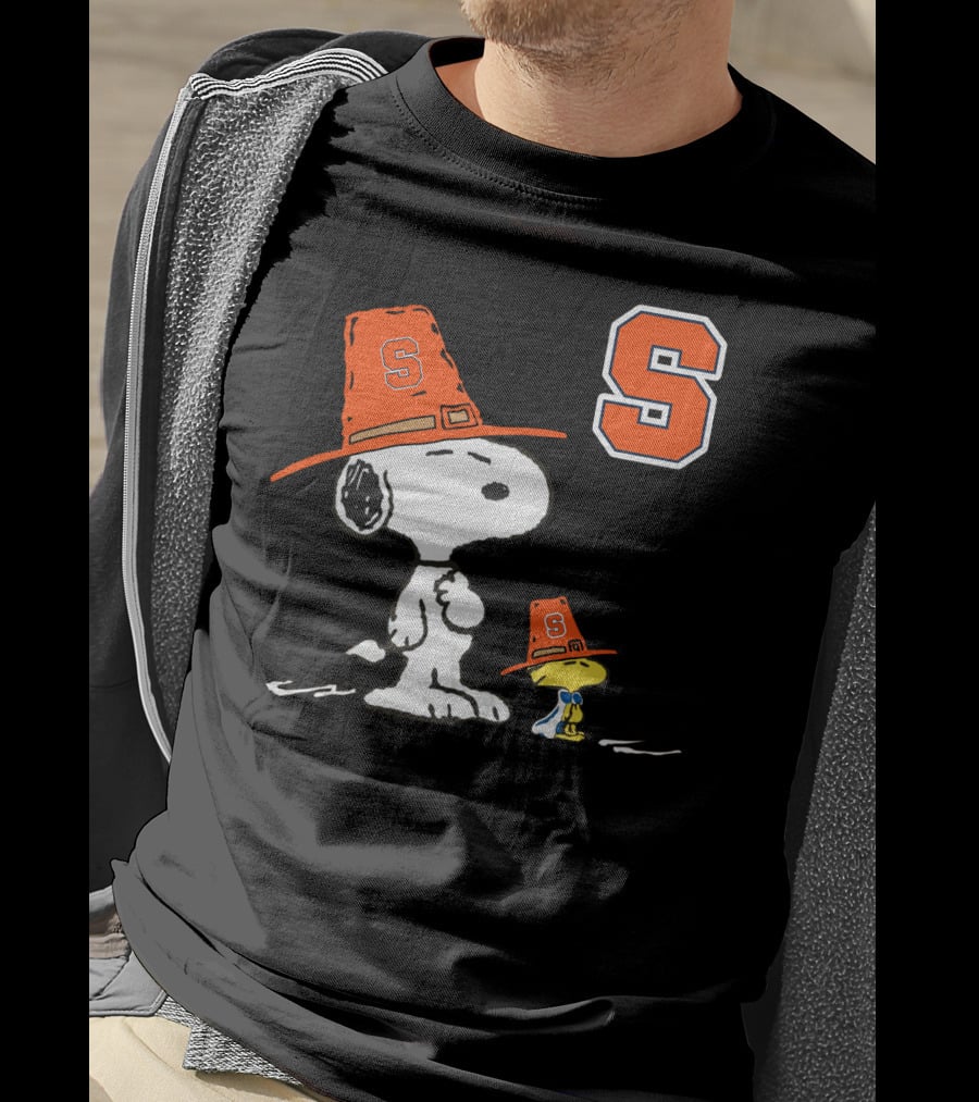 Syracuse Orange Snoopy Woodstock Pilgrim Hats T-Shirt