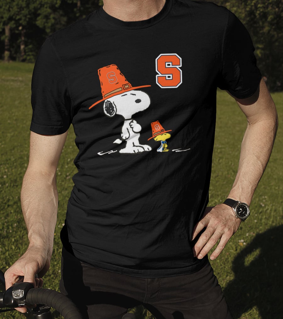 Syracuse Orange Snoopy Woodstock Pilgrim Hats T-Shirt