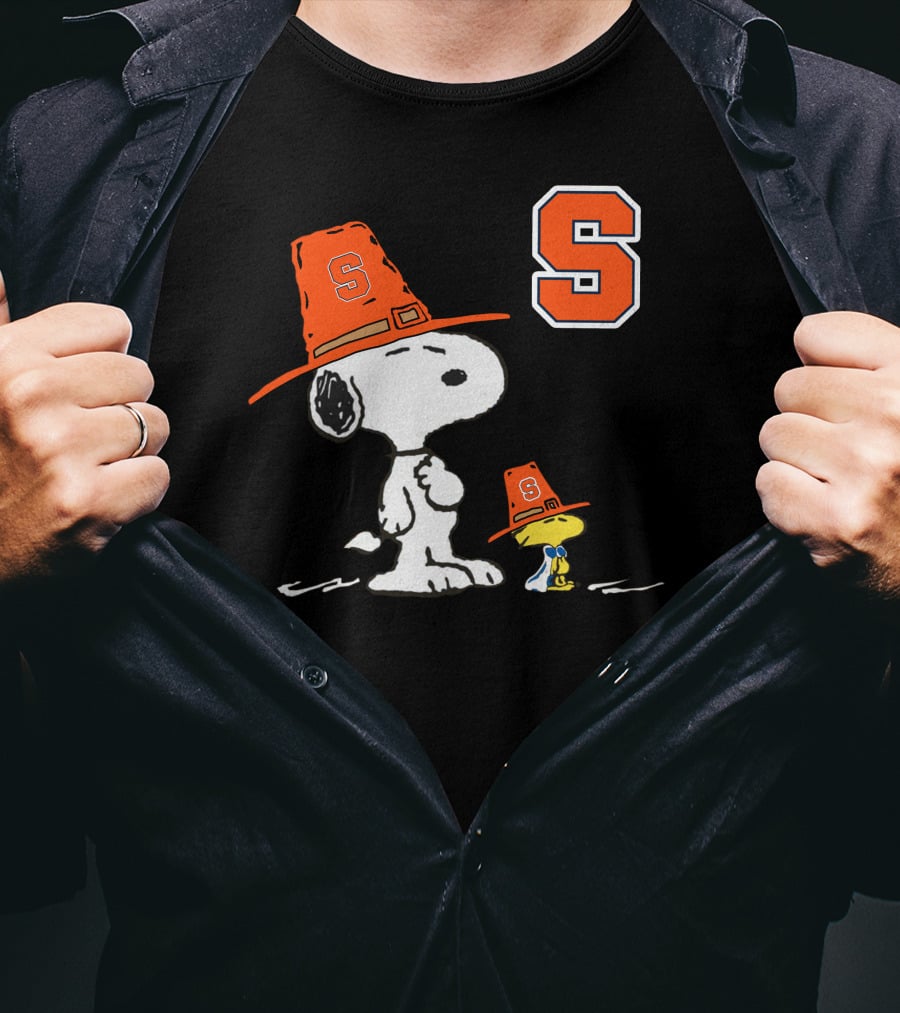 Syracuse Orange Snoopy Woodstock Pilgrim Hats T-Shirt