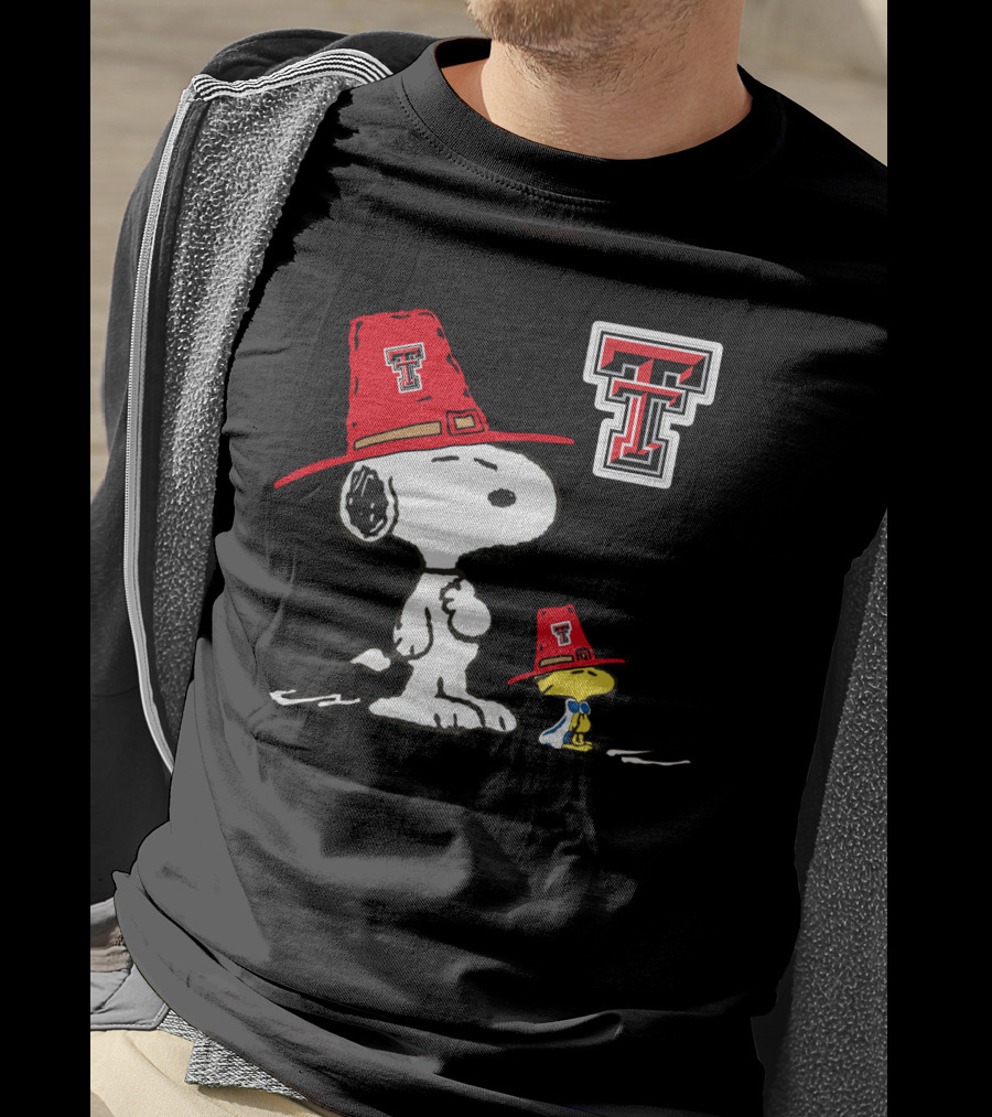 Texas Tech Red Raiders Snoopy Woodstock TTU Hat T-Shirt