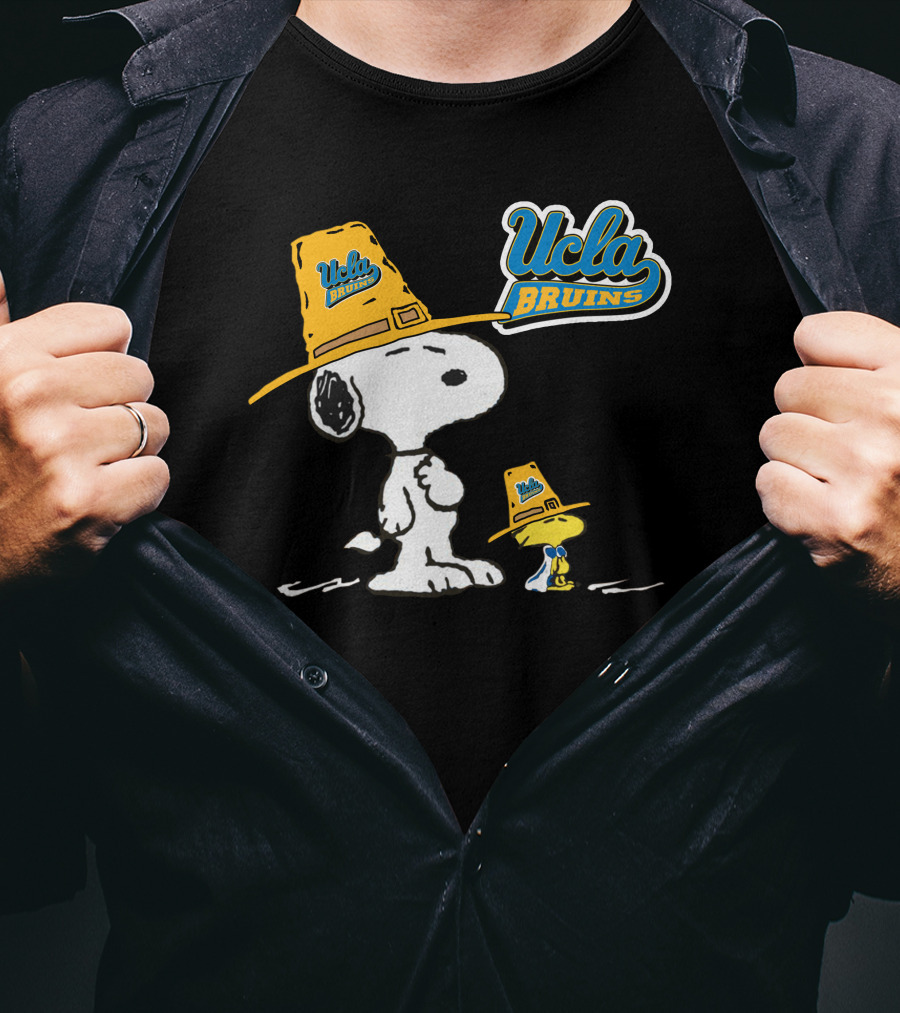 UCLA Bruins Snoopy And Woodstock In Yellow Hats T-Shirt
