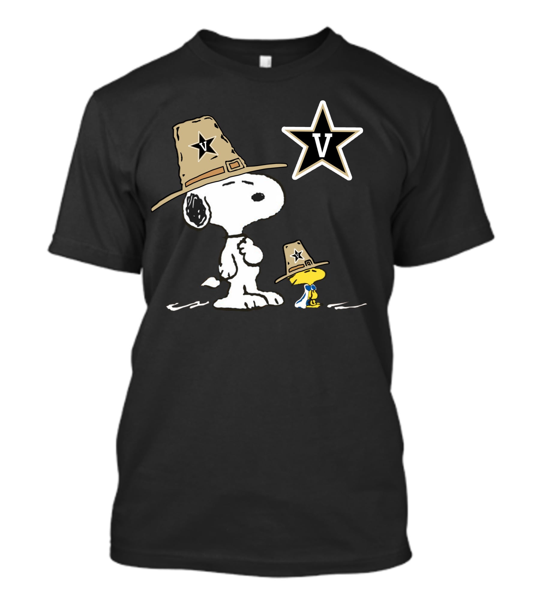 Snoopy Vanderbilt Commodores Star Logo Woodstock Pilgrim Hat T-Shirt