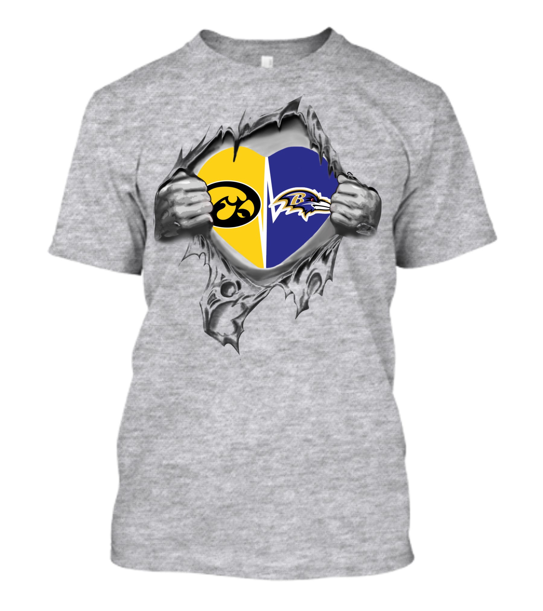 Iowa Hawkeyes Ravens Heart Logo Clash T-Shirt