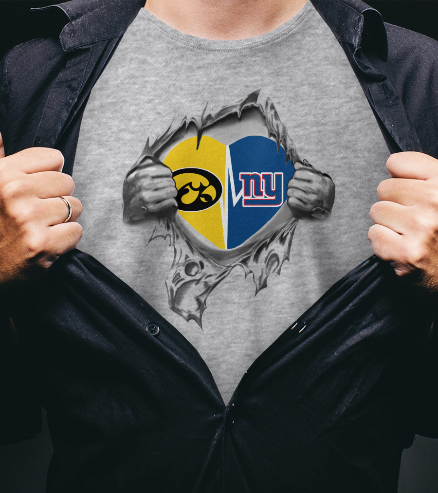 Iowa Hawkeyes New York Giants Heart T-Shirt
