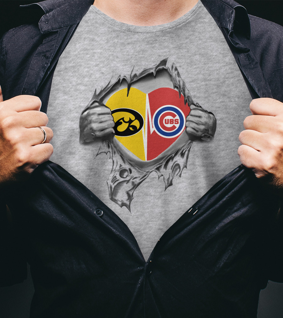 Iowa Hawkeyes Chicago Cubs Heart T-Shirt