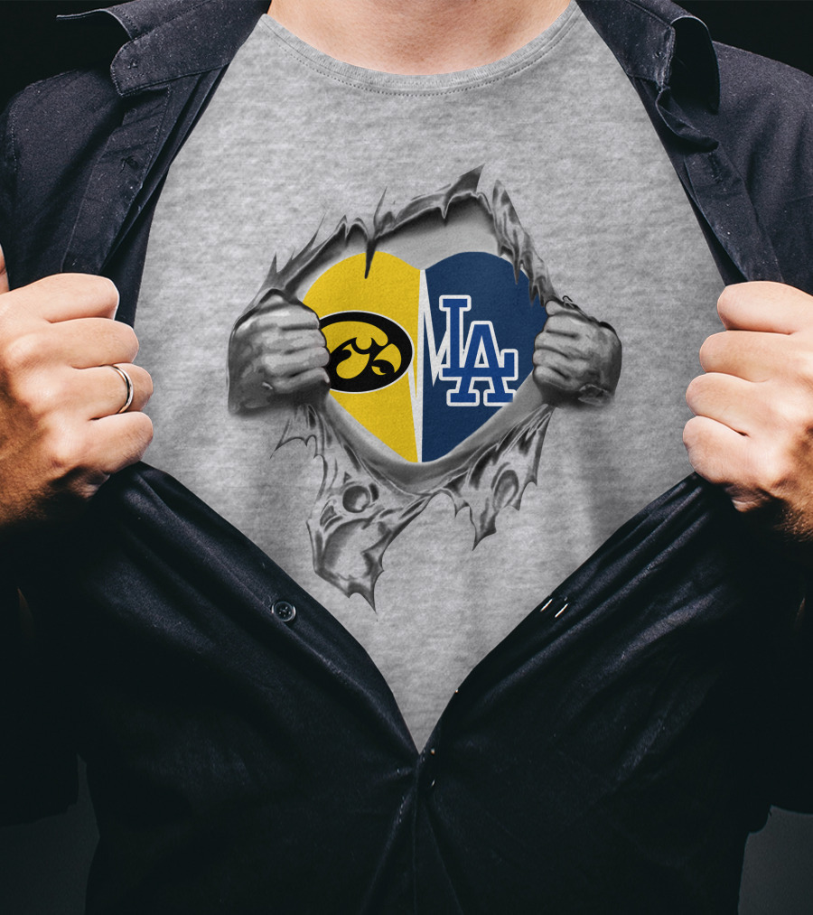 Iowa Hawkeyes La Dodgers Heart Fusion T-Shirt