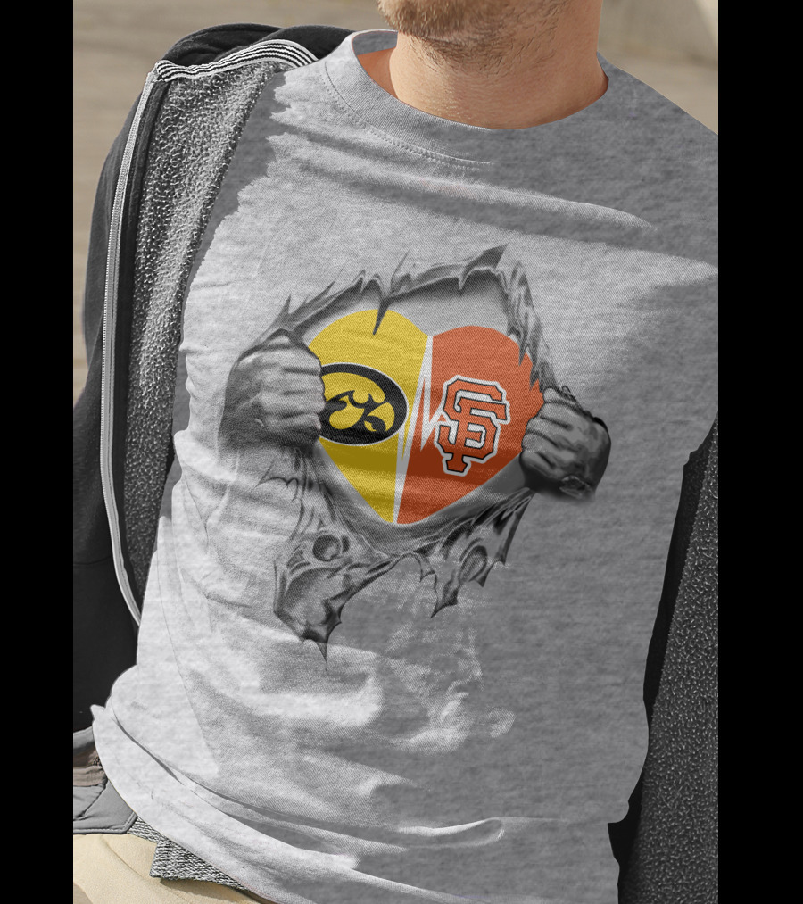 Iowa Hawkeyes Heartbeat Vs San Francisco Giants Loyalty T-Shirt