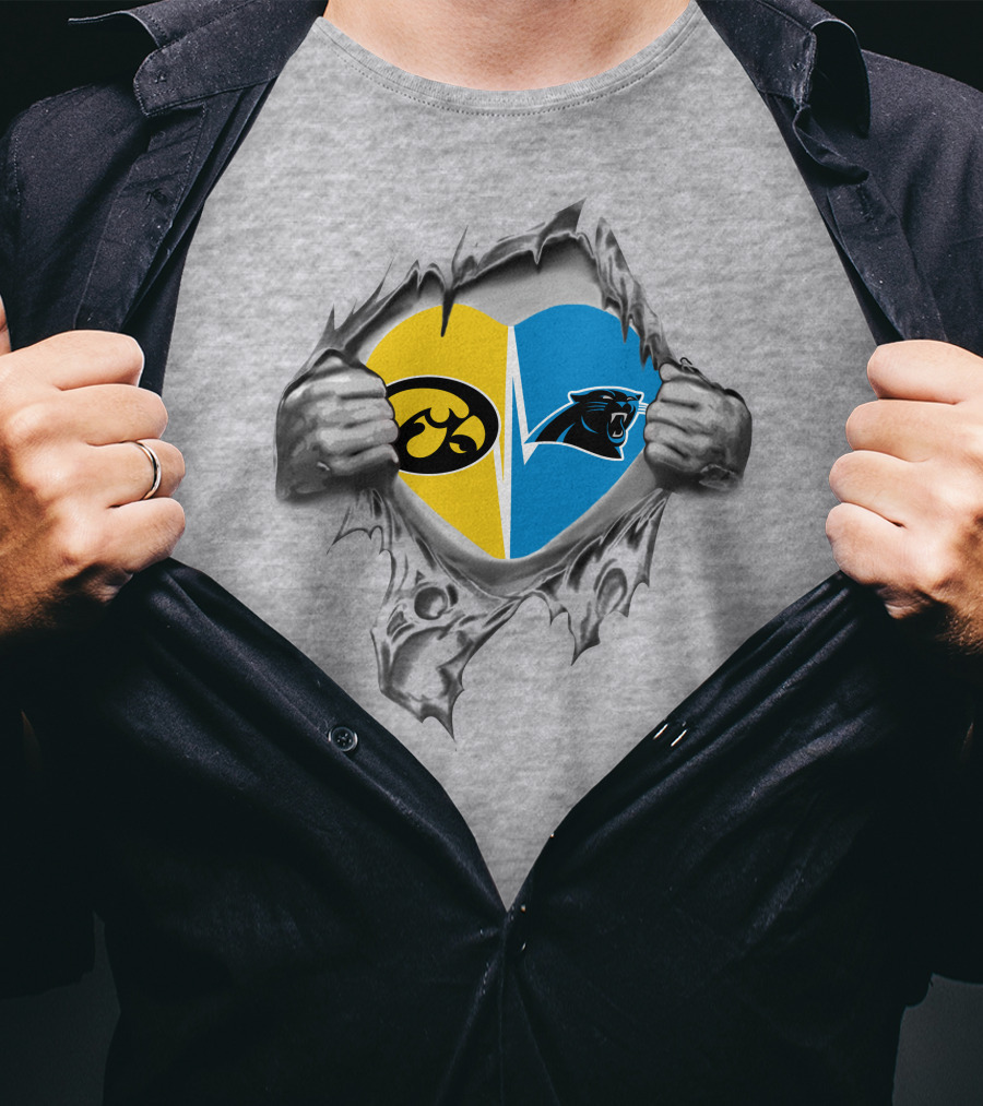 Iowa Hawkeyes Versus Carolina Panthers Heart T-Shirt