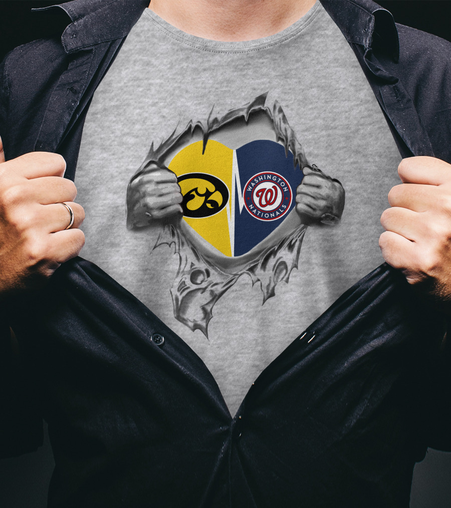 Iowa Hawkeyes And Washington Nationals Heart T-Shirt