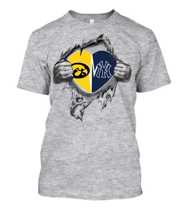Iowa Hawkeyes Yankees Split Heart T-Shirt