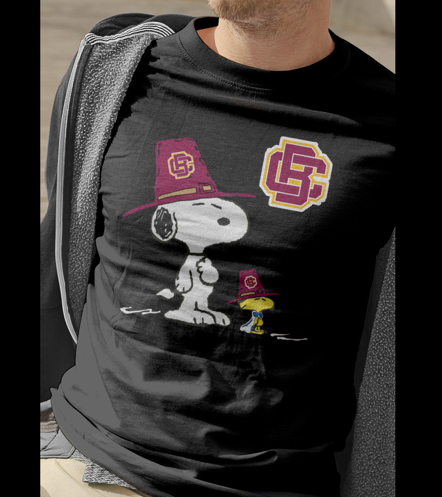 Bethune-Cookman Snoopy And Woodstock In Tall Hats With BCU T-Shirt