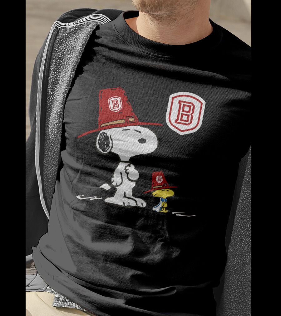 Bradley University Snoopy Woodstock With Red Hats T-Shirt