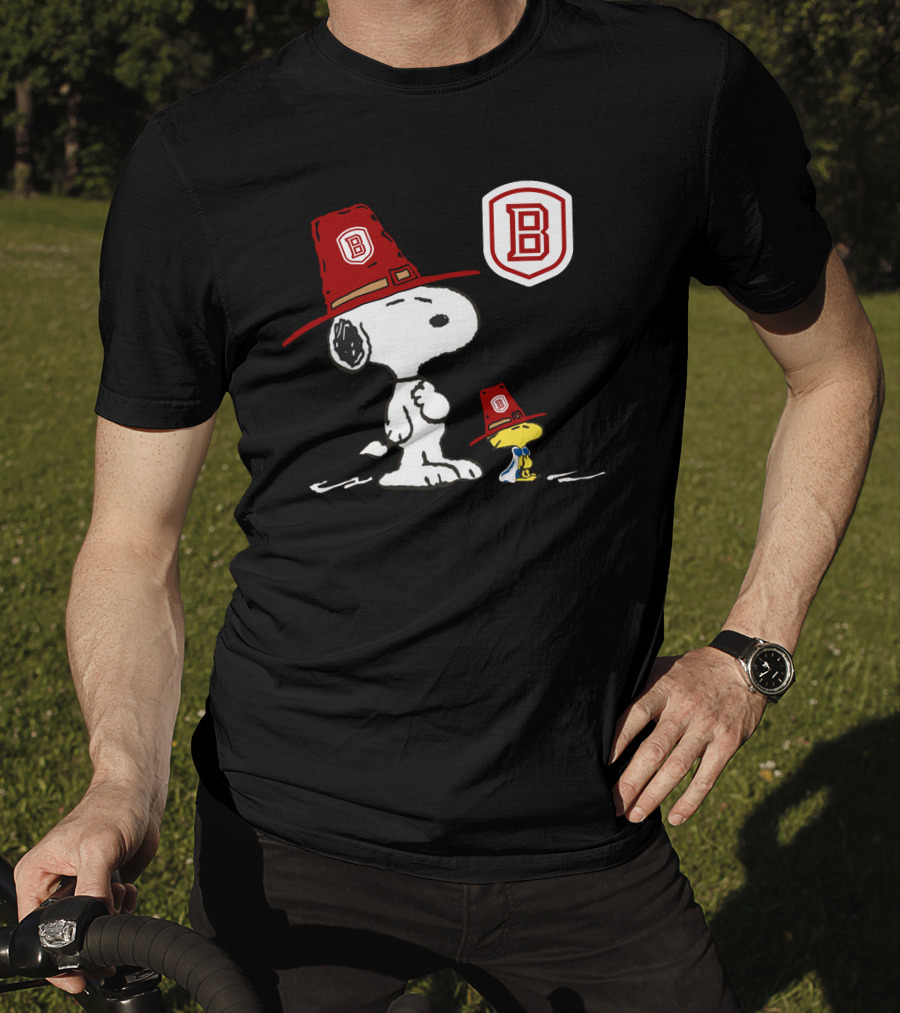 Bradley University Snoopy Woodstock With Red Hats T-Shirt