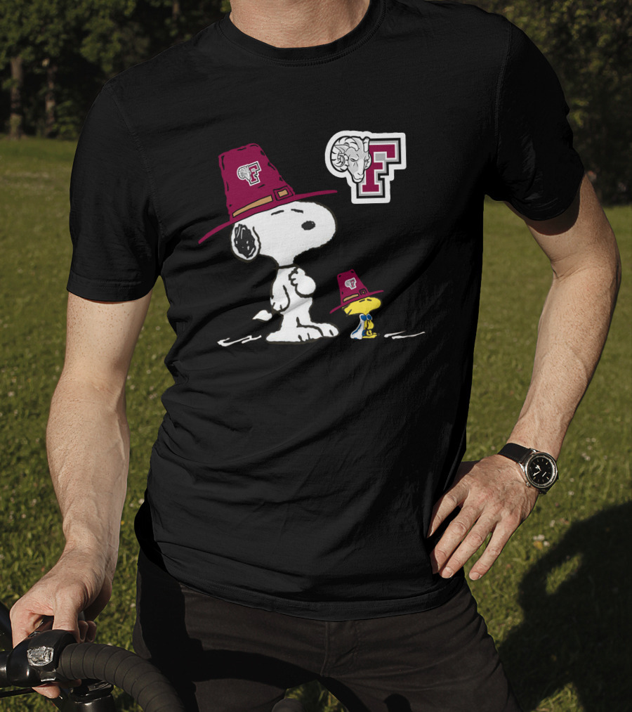 Fordham Snoopy Woodstock Maroon Hats Ram T-Shirt