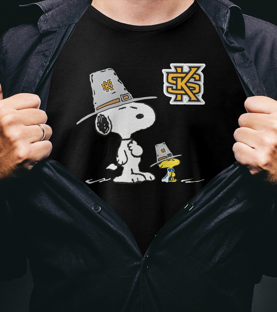 Kennesaw St Snoopy And Woodstock Pilgrim Hat KS T-Shirt