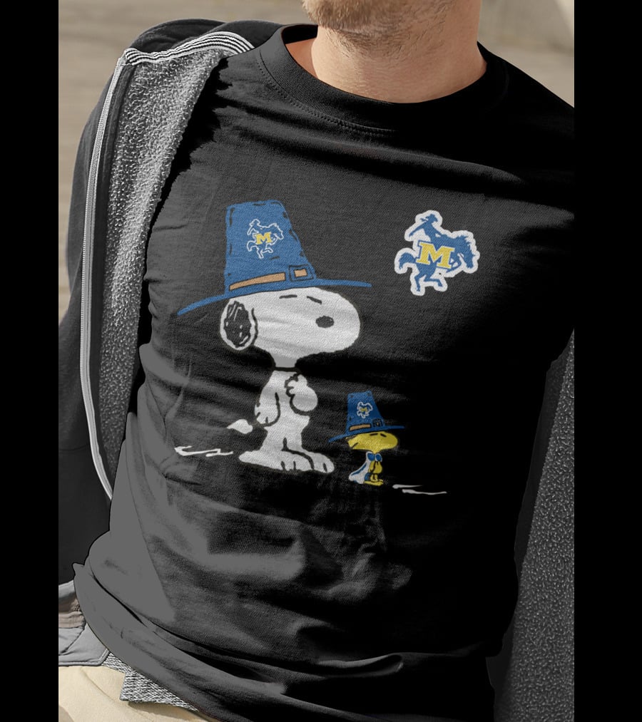 Snoopy Woodstock McNeese State Cowboys Hat T-Shirt
