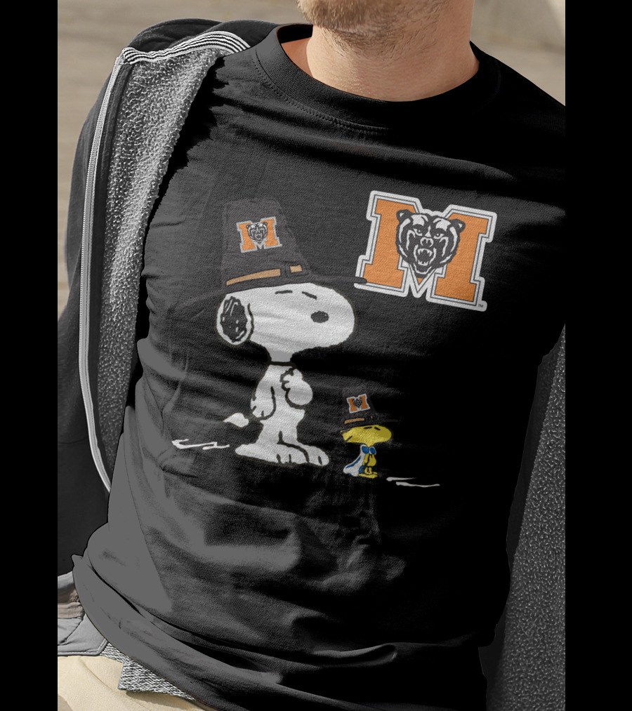 Mercer Bears Snoopy Pilgrim Hat Peanuts Thanksgiving T-Shirt