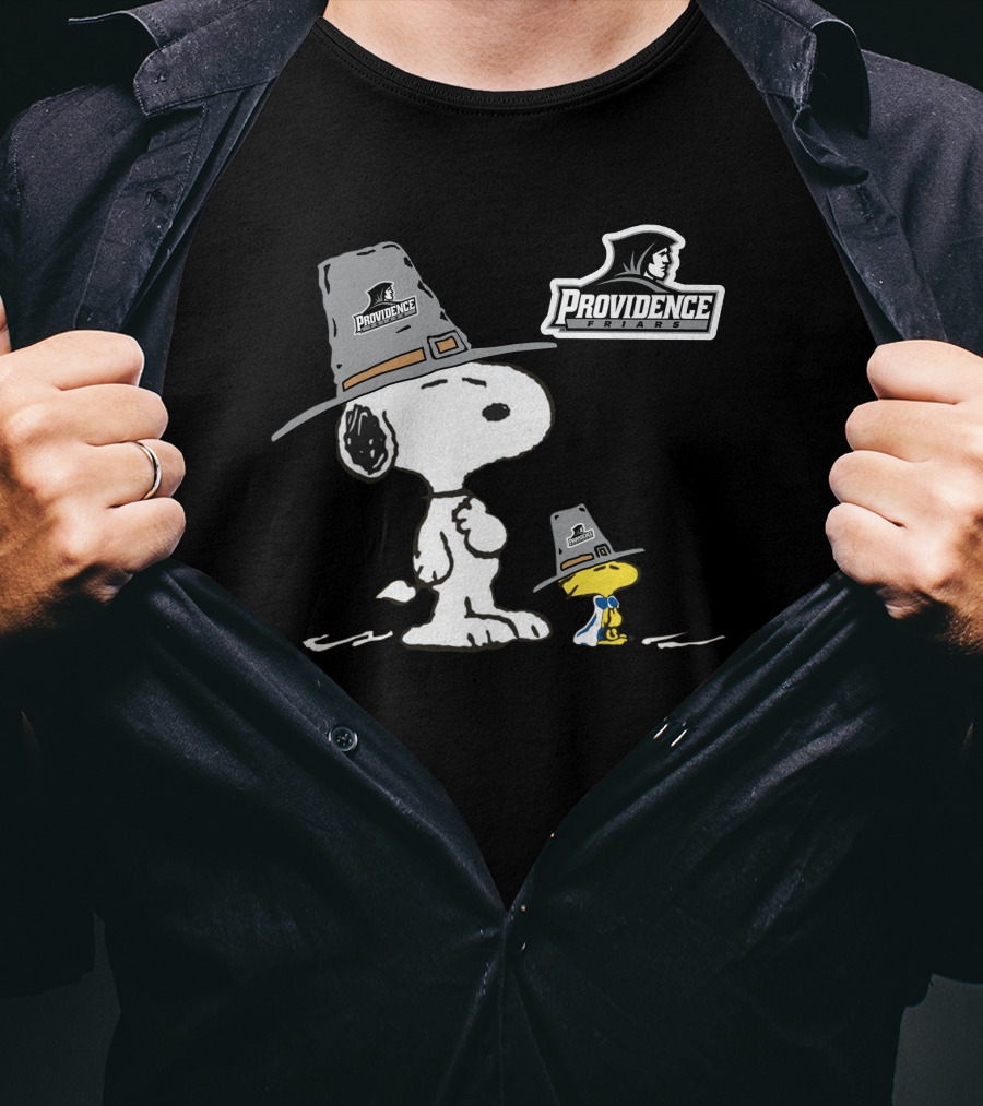 Providence Friars Snoopy And Woodstock Pilgrim Hats T-Shirt