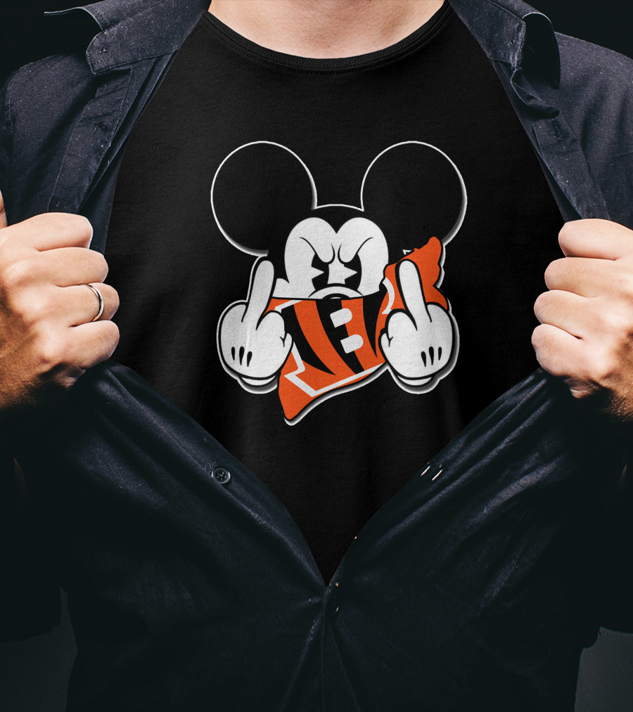 Mickey Mouse Bengals Football Fan Gesture T-Shirt