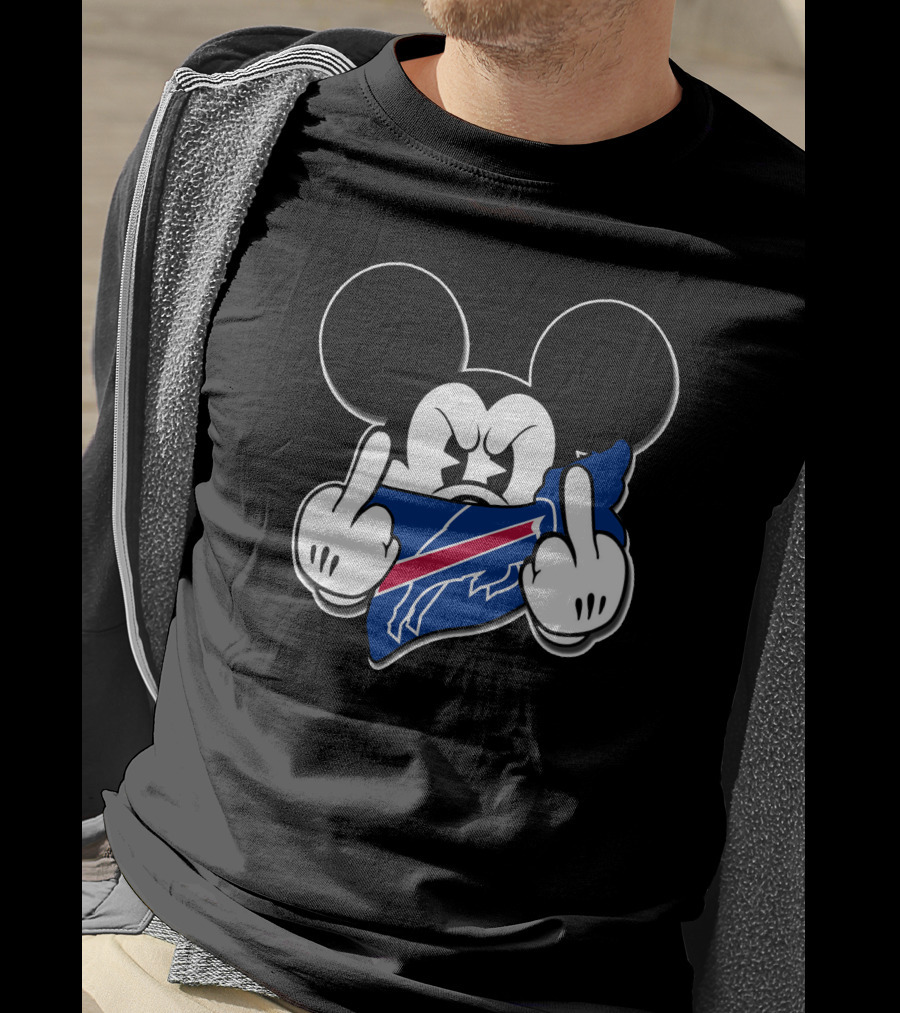 Mickey Mouse Middle Finger Gesture Buffalo Bills T-Shirt