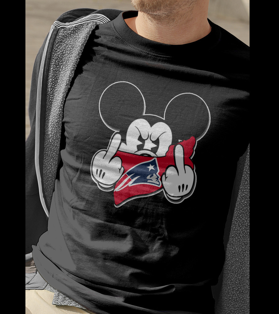 Mickey Mouse Patriots Middle Finger Gesture T-Shirt