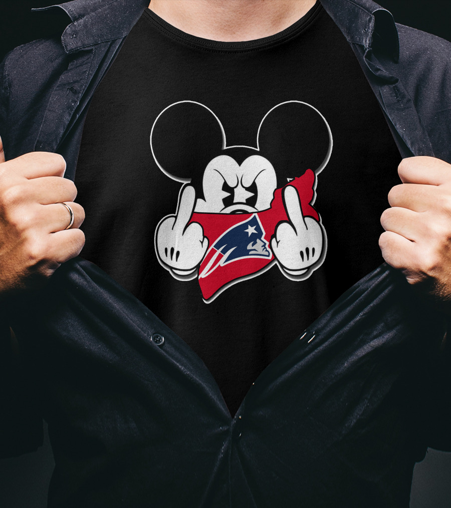 Mickey Mouse Patriots Middle Finger Gesture T-Shirt